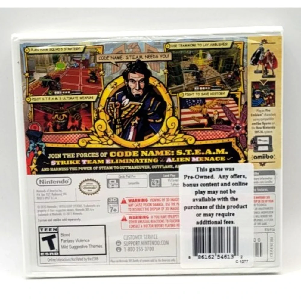 Code Name S.T.E.A.M. (Nintendo 3DS, 2015) STEAM‎ 3DS CIB COMPLETE IN BOX